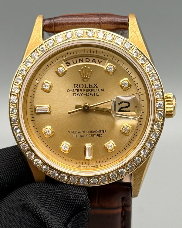 1980 Rolex Day-Date 36MM Aftermarket Champagne Dial Aftermarket Leather Strap (1803)