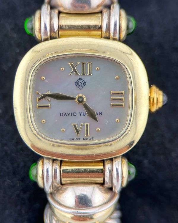 No Reserve - David Yurman Sterling Quartz 20MM Mother of Pearl Dial Silver Bracelet (T-0789)