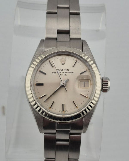 No Reserve - 1974 Rolex Oyster Perpetual Lady Date 26MM White Dial Oyster Bracelet (6917)