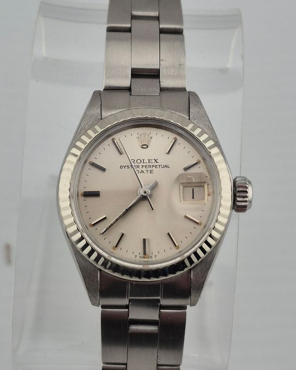 No Reserve - 1974 Rolex Lady-Datejust 26MM Silver Dial Oyster Bracelet (6917)
