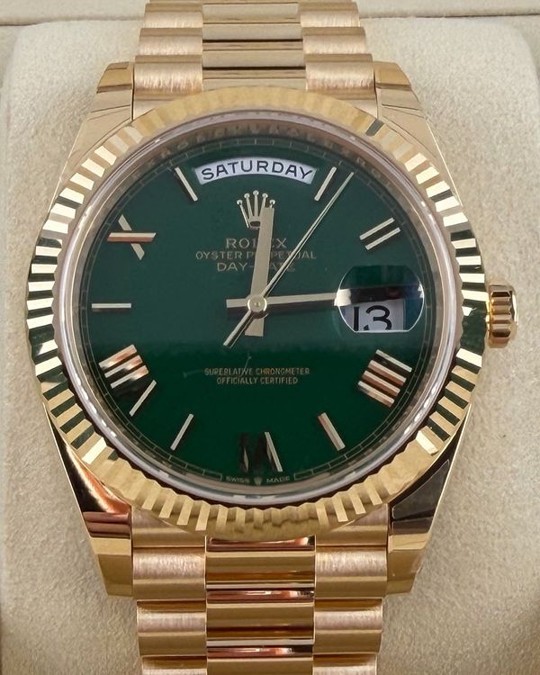 2026 Rolex Day-Date 40MM Green Dial Yellow Gold President Bracelet (228238)