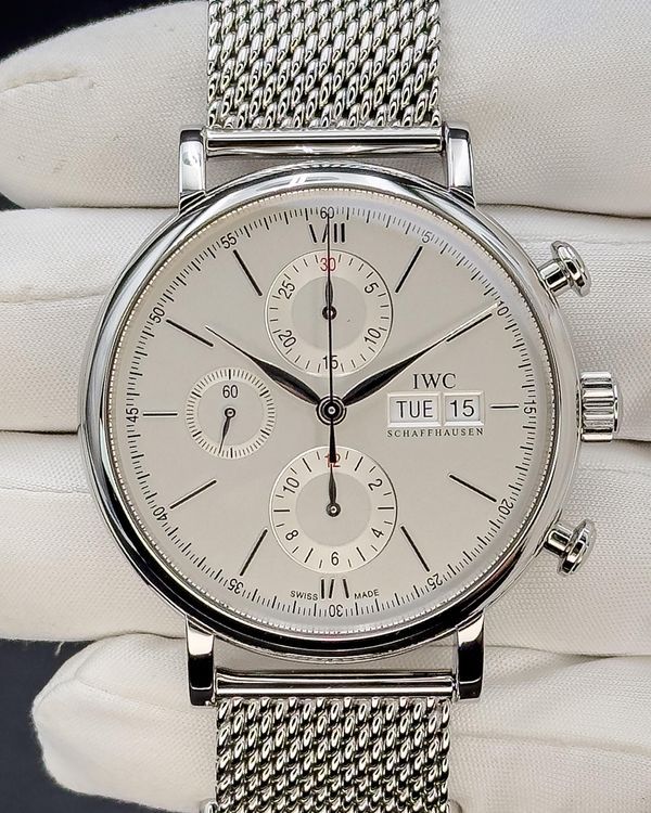 No Reserve - 2019 IWC Schaffhausen Portofino Chronograph 42MM Silver Dial Steel Bracelet (IW391009)