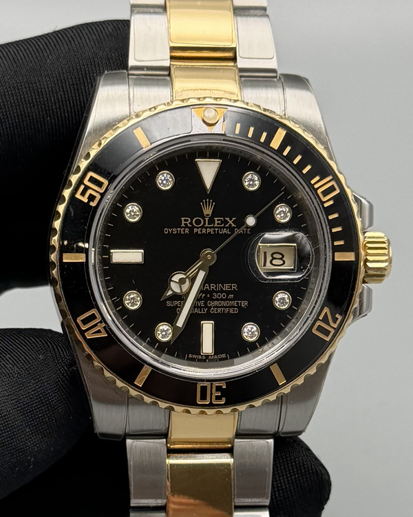 2013 Rolex Submariner Date 40MM Black Diamond Factory Dial Two-Tone Oyster Bracelet (116613LN)