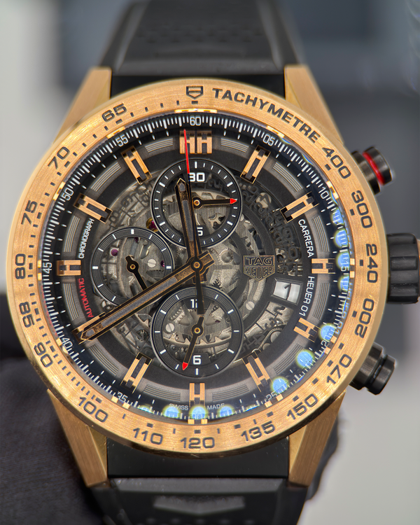 2021 TAG Heuer Carrera Calibre HEUER 01 43MM Skeleton Dial Rubber Strap (CAR205A.FT6087)