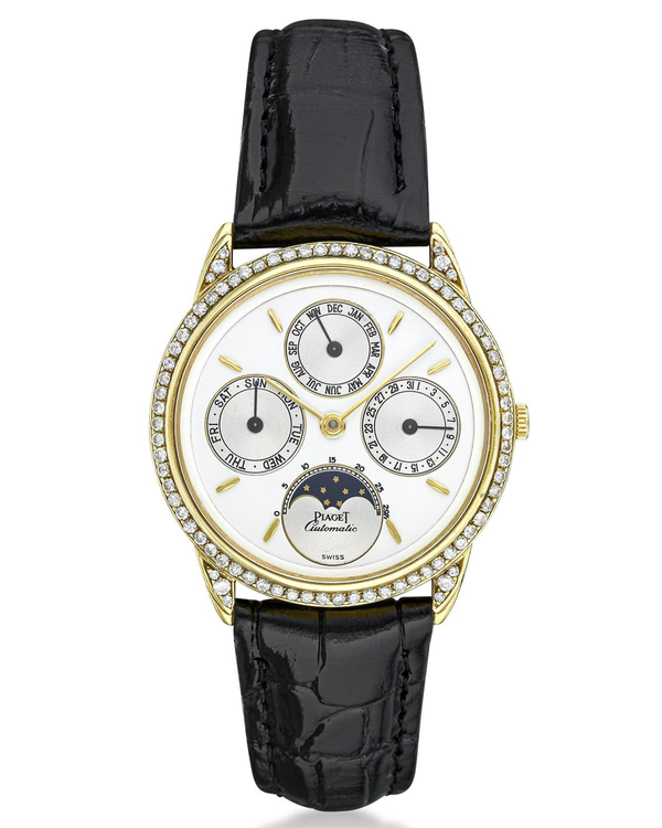 Piaget Gouverneur Triple Calendar 33MM White Dial Leather Strap (15958)