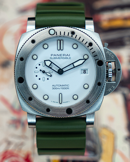 2024 Panerai Submersible 44MM White Dial Rubber Strap (PAM01595)