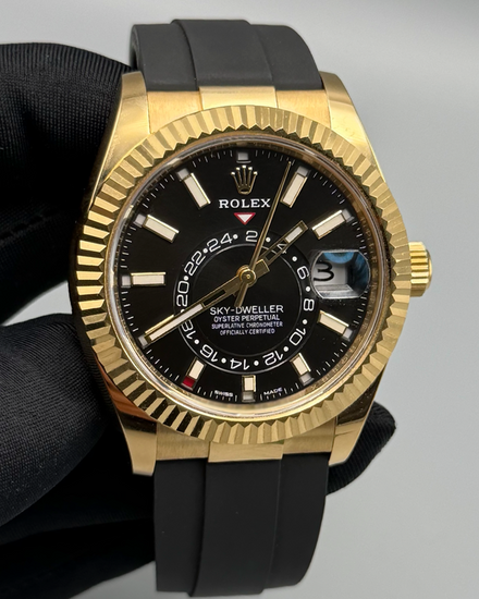 2021 Rolex Sky-Dweller 42MM Black Dial Oysterflex Strap (326238)