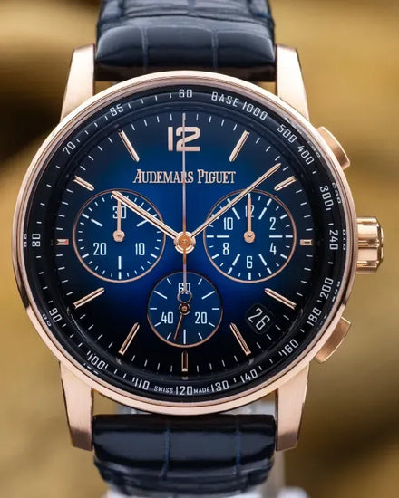 2021 Audemars Piguet Code 11.59 Chronograph 41MM Blue Dial Leather Strap (26393OR.OO.A028CR.01)