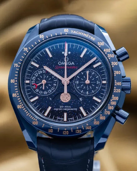 2026 Omega Speedmaster Moonphase "Blue Side Of The Moon" 44.25MM Aventurine Dial Leather Strap (304.93.44.52.03.002)