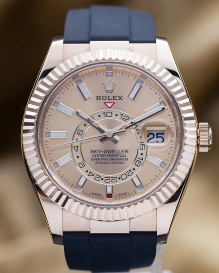 2023 Rolex Sky-Dweller 42MM Champagne Dial Rubber Strap (326238)