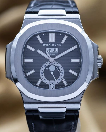 2025 Patek Philippe Nautilus Annual Calendar 40.5MM Black Dial Leather Strap (5726A-001)