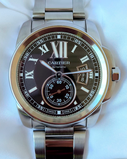 2017 Cartier Calibre de Cartier 42MM Black Dial Steel Bracelet (3389)