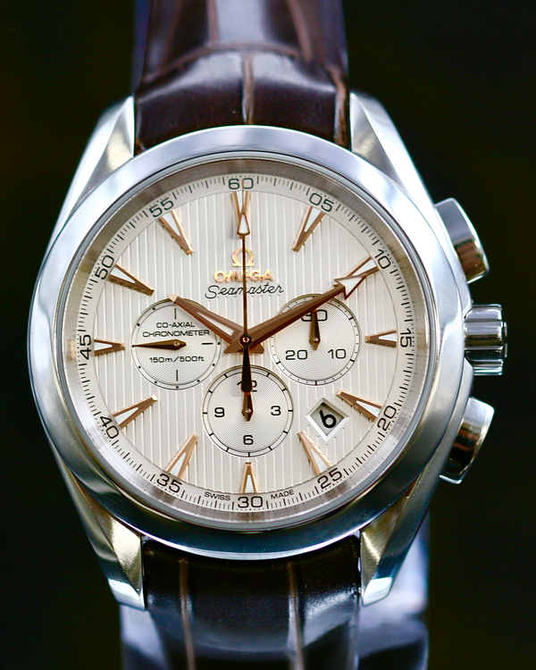2024 Omega Seamaster Aqua Terra 150M Chronograph 44MM Silver Dial Leather Strap (231.13.44.50.02.001)
