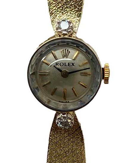 Rolex Vintage Orchid 15MM Silver Dial Yellow Gold Bracelet (3523)