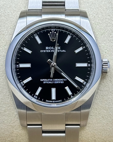 2025 Rolex Oyster Perpetual 34MM Black Dial Oyster Bracelet (124200)