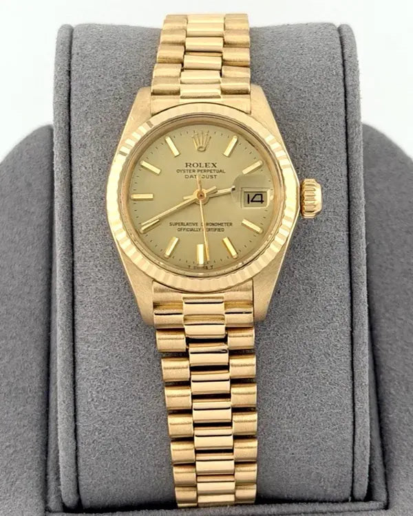 Rolex Lady-Datejust 26MM Champagne Dial Yellow Gold President Bracelet (6917)