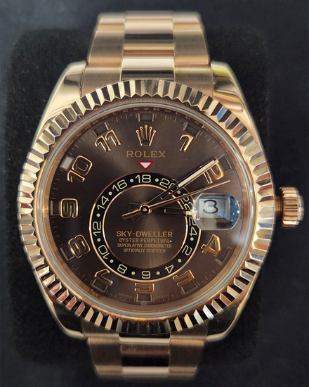 2018 Rolex Sky-Dweller 42MM Chocolate Dial Rose Gold Oyster Bracelet (326935)