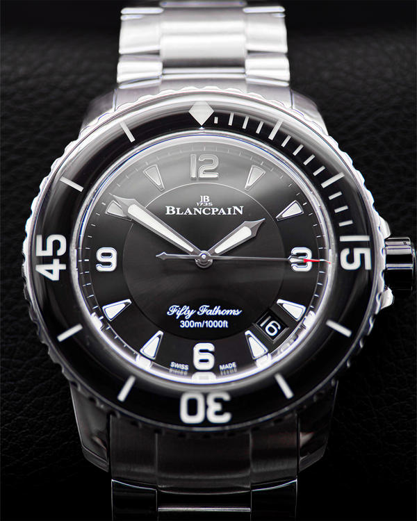 2018 Blancpain Fifty Fathoms 45MM Black Dial Steel Bracelet (5015-1130-71S)