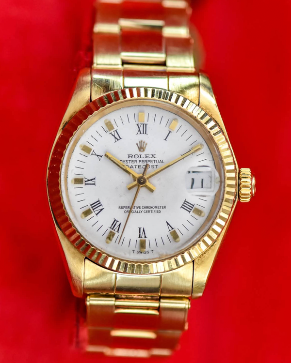 1979 Rolex DateJust 31MM White Dial Yellow Gold Oyster Bracelet (6827)
