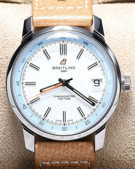 2025 Breitling Top Time 38MM White Dial Leather Strap (AB3113)