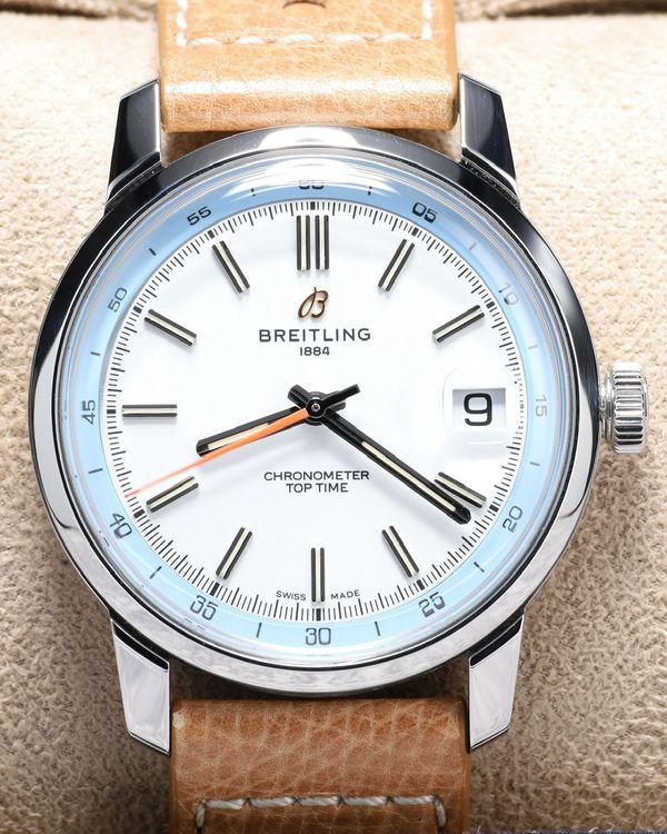 2025 Breitling Top Time 38MM White Dial Leather Strap (AB3113)