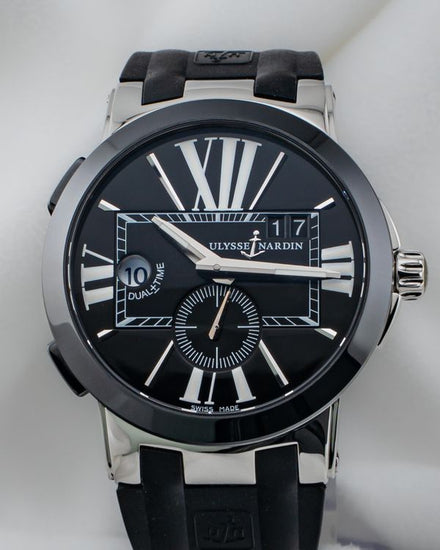 2015 Ulysse Nardin Executive Dual Time 43MM Black Dial Rubber Strap (243-00-3/42)
