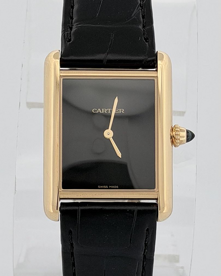 No Reserve - Cartier Tank Louis Cartier 33.7MM Black Dial Leather Strap (WGTA0091)