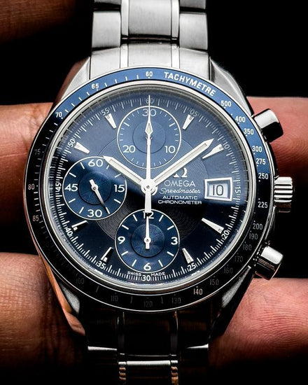 No Reserve - Omega Speedmaster Date 40MM Blue Dial Steel Bracelet (3212.80.00)