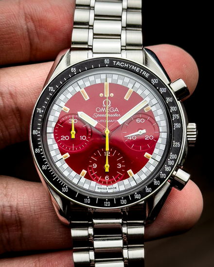 No Reserve - 1997 Omega Speedmaster "Michael Schumacher" 39MM Red Dial Steel Bracelet (3510.61.00)