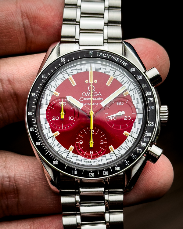 No Reserve - 1997 Omega Speedmaster "Michael Schumacher" 39MM Red Dial Steel Bracelet (3510.61.00)