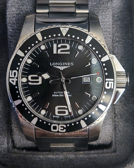 No Reserve - Longines HydroConquest 44MM Black Dial Steel Bracelet (L3.841.4.56.6)