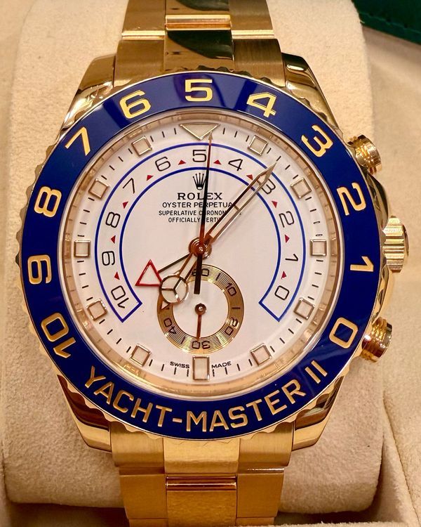 2018 Rolex Yacht-Master II 44MM White Dial Yellow Gold Oyster Bracelet (116688)