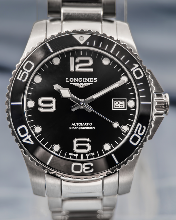 No Reserve - 2025 Longines HydroConquest 43MM Black Dial Steel Bracelet (L3.780.4.56.6)
