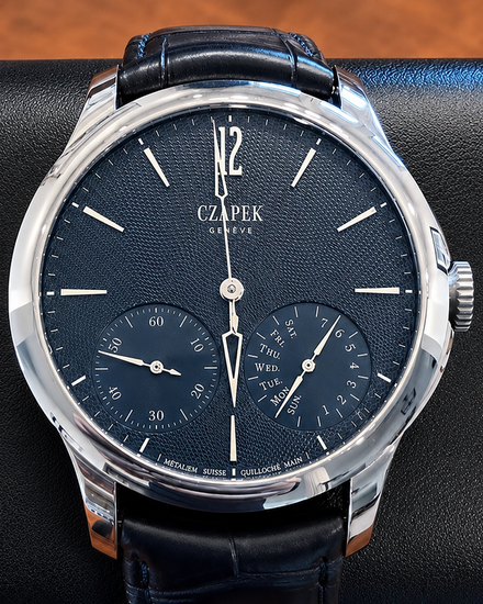 2023 Czapek & Cie Quai Des Bergues Blue Aurora L.E. 42.5MM Blue Dial Leather Strap (Blue Aurora)