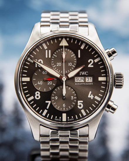 2019 IWC Schaffhausen Pilot Spitfire Chronograph 43MM Grey Dial Steel Bracelet (IW377719)