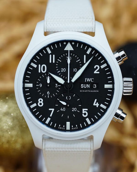 No Reserve - 2023 IWC Schaffhausen Pilot Chronograph Top Gun "Lake Tahoe" 44.5MM Black Dial Rubber Strap (IW389105)