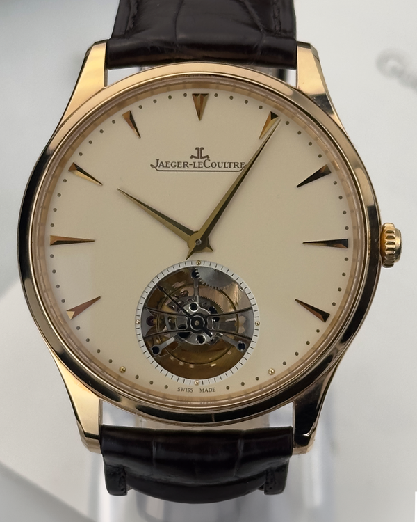 2014 Jaeger-LeCoultre Master Ultra Thin Tourbillon 40MM Ivory Dial Leather Strap (Q1322410)