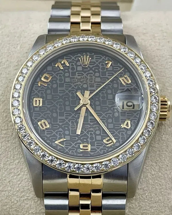 1992 Rolex Datejust 31MM Aftermarket Black "Jubilee" Dial Two-Tone Jubilee Bracelet (68273)