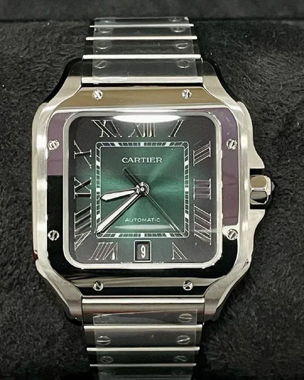 2026 Cartier Santos De Cartier Large 39.8MM Green Dial Steel Bracelet (WSSA0062)