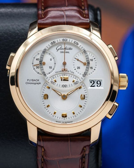 Glashütte Original PanoMaticCounter XL 42MM Silver Dial Leather Strap (1-95-01-31-11-05)