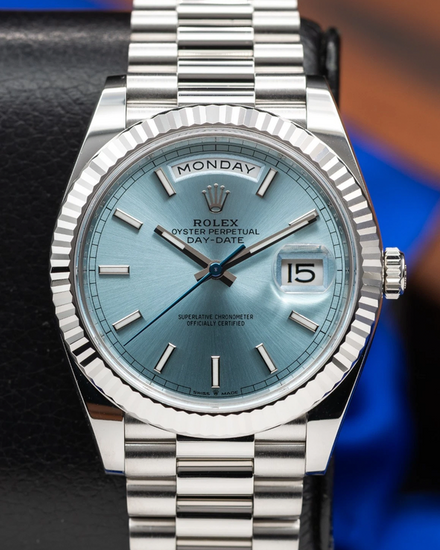 2023 Rolex Day-Date 40MM Ice Blue Dial Platinum President Bracelet (228236)