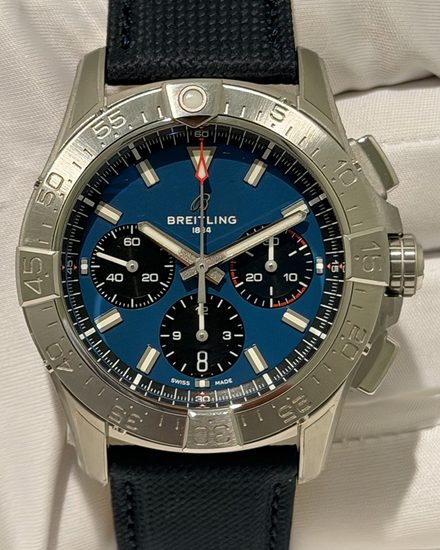 No Reserve - 2026 Breitling Avenger B01 Chronograph 42MM Blue Dial Leather Strap (AB0146)