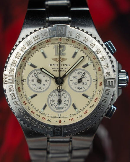 No Reserve - Breitling Hercules Automatic Chronograph 45MM Beige Dial Steel Bracelet (A39363)