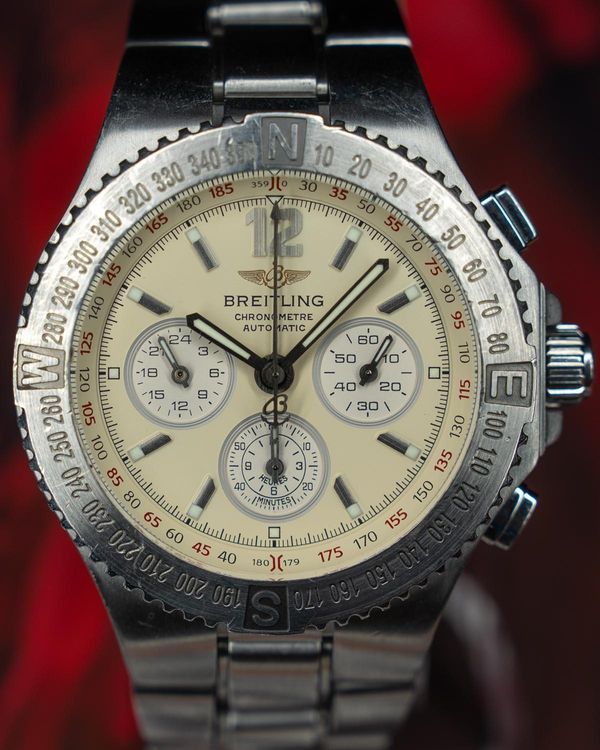 No Reserve - Breitling Hercules Automatic Chronograph 45MM Beige Dial Steel Bracelet (A39363)