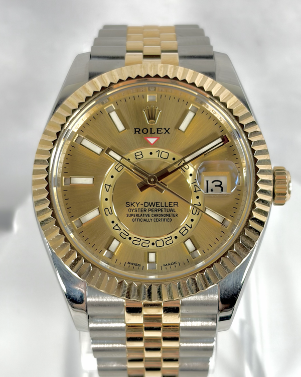 2022 Rolex Sky-Dweller 42MM Champagne Dial Two-Tone Jubilee Bracelet (326933)
