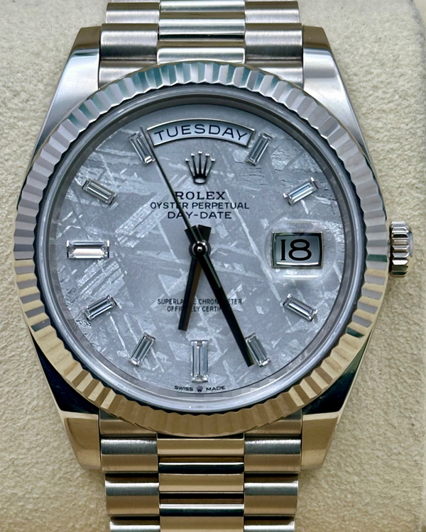 2023 Rolex Day-Date 40MM Meteorite Dial White Gold President Bracelet (228239)