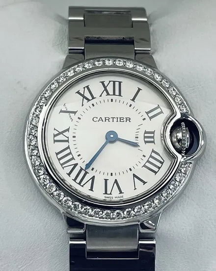 Cartier Ballon Bleu 28MM Quartz Silver Dial Steel Bracelet (W69010Z4)