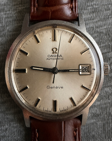 No Reserve - Omega Geneve Vintage 35MM Silver Dial Aftermarket Leather Strap (166.070)
