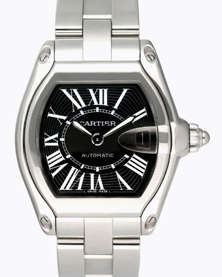 Cartier Roadster 38MM Black Dial Steel Bracelet (W62041V3)