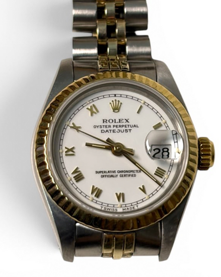 Rolex Lady-Datejust 26MM White Dial Aftermarket Two-Tone Jubilee Bracelet (69173)